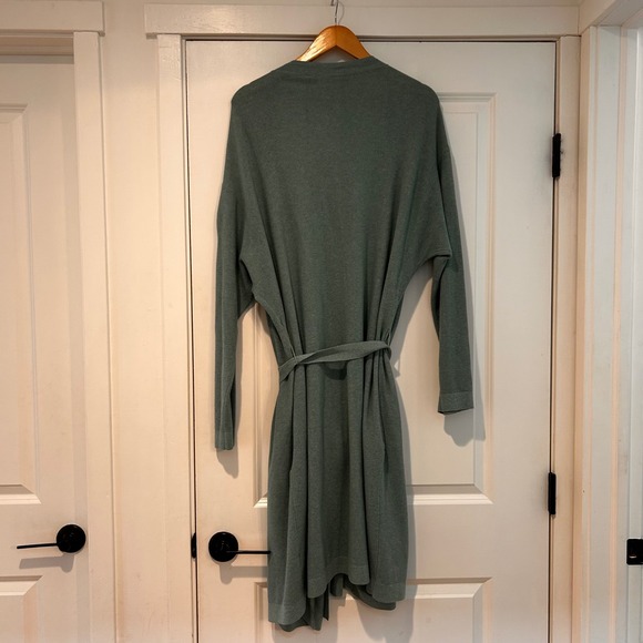 Garnet Hill Cotton Cashmere Wrap Cardigan Robe Blue Womens Medium Kimono Mature - Picture 5 of 12